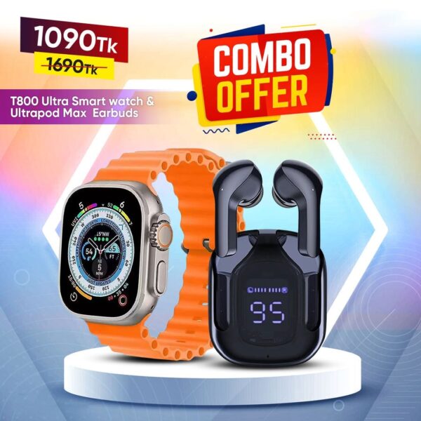 T800 Ultra Smart Watch & Ultrapod Max Earbuds Combo Offer